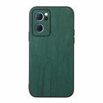 For OPPO Reno7 5G Chinese Version Wood Texture PU Phone Case(Green)