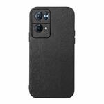 For OPPO Reno7 Pro Wood Texture PU Phone Case(Black)