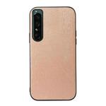 For Sony Xperia 1 IV Wood Texture PU Phone Case(Gold)