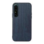 For Sony Xperia 1 IV Wood Texture PU Phone Case(Blue)