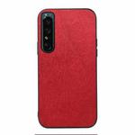 For Sony Xperia 1 IV Wood Texture PU Phone Case(Red)
