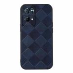 For OPPO Reno7 Pro Weave Plaid PU Phone Case(Blue)