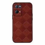 For OPPO Reno7 Pro Weave Plaid PU Phone Case(Brown)