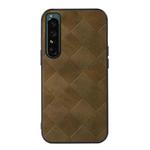 For Sony Xperia 1 IV Weave Plaid PU Phone Case(Green)