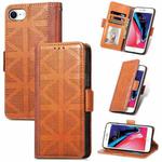 For iPhone SE 2022 / SE 2020 / 8 / 7 Grid Leather Flip Phone Case(Brown)