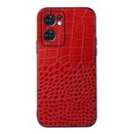 For OPPO Reno7 5G International Version / Find X5 Lite Crocodile Texture Genuine Leather Phone Case(Red)