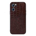 For OPPO Reno7 5G Chinese Version Crocodile Texture Genuine Leather Phone Case(Coffee)