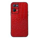 For OPPO Reno7 Pro Crocodile Texture Genuine Leather Phone Case(Red)