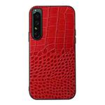 For Sony Xperia 1 IV Crocodile Texture Genuine Leather Phone Case(Red)