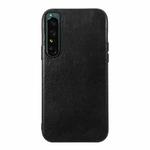 For Sony Xperia 1 IV Genuine Leather Double Color Crazy Horse Phone Case(Black)