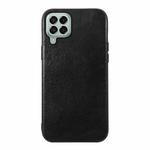 For Samsung Galaxy M33 5G Genuine Leather Double Color Crazy Horse Phone Case(Black)