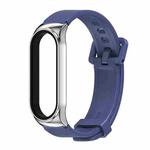 For Xiaomi Mi Band 3/4/5/6 Mijobs CS Silicone Waterproof Watch Band(Midnight Blue+Silver)