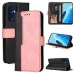 For OPPO Find X5 Lite / Reno7 5G Global Stitching-Color Flip Leather Phone Case(Pink)