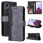 For OPPO Reno7 Z 5G / A96 5G Stitching-Color Flip Leather Phone Case(Grey)