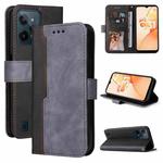 For OPPO Realme C31 4G Stitching-Color Flip Leather Phone Case(Grey)