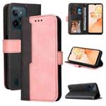 For OPPO Realme C31 4G Stitching-Color Flip Leather Phone Case(Pink)