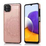 For Samsung Galaxy A22 Double Buckle Mandala PU+TPU Phone Case(Rose Gold)