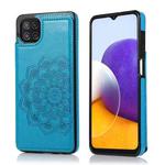 For Samsung Galaxy A22 Double Buckle Mandala PU+TPU Phone Case(Blue)