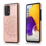 For Samsung Galaxy A72 Double Buckle Mandala PU+TPU Phone Case(Rose Gold)