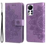 For Infinix Hot 11S NFC 7-petal Flowers Embossed Flip Leather Phone Case(Light Purple)