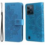 For OPPO Realme C31 4G 7-petal Flowers Embossed Flip Leather Phone Case(Blue)