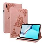 For Huawei MatePad 11 2021 Butterfly Flower Embossed Leather Tablet Case(Rose Gold)