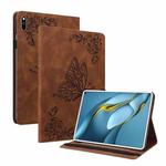 For Huawei MatePad Pro 10.8 2021 Butterfly Flower Embossed Leather Tablet Case(Brown)