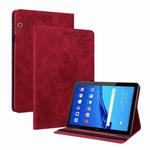 For Huawei MediaPad T5 Butterfly Flower Embossed Leather Tablet Case(Red)