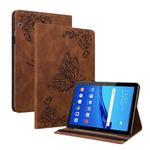 For Huawei MediaPad T5 Butterfly Flower Embossed Leather Tablet Case(Brown)