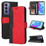 For Tecno Camon 18/18 P Stitching-Color Horizontal Flip Leather Case(Red)