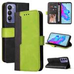 For Tecno Camon 18/18 P Stitching-Color Horizontal Flip Leather Case(Green)