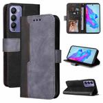 For Tecno Camon 18/18 P Stitching-Color Horizontal Flip Leather Case(Grey)