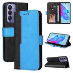 For Tecno Camon 18/18 P Stitching-Color Horizontal Flip Leather Case(Blue)