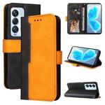 For Tecno Camon 18 Premier Stitching-Color Horizontal Flip Leather Case(Orange)