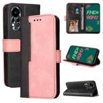 For Infinix Hot 11S Stitching-Color Horizontal Flip Leather Case(Pink)