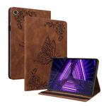 For Lenovo M10 Plus 10.3 TB-X606F/TB-X606X Butterfly Flower Embossed Leather Tablet Case(Brown)