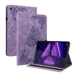 For Lenovo M10 Plus 10.3 TB-X606F/TB-X606X Butterfly Flower Embossed Leather Tablet Case(Purple)