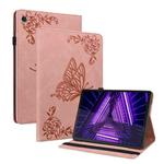 For Lenovo M10 Plus 10.3 TB-X606F/TB-X606X Butterfly Flower Embossed Leather Tablet Case(Rose Gold)