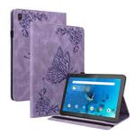 For Lenovo Tab M10 TB-X605L/X605F Butterfly Flower Embossed Leather Tablet Case(Purple)
