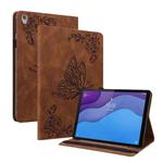 For Lenovo Tab M10 HD 2nd Gen TB-X306X/TB-X306F Butterfly Flower Embossed Leather Tablet Case(Brown)