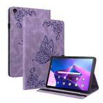 For Lenovo Tab M10 Plus 10.6 3rd Gen Butterfly Flower Embossed Leather Tablet Case(Purple)