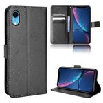 For iPhone XR Diamond Texture Leather Phone Case(Black)