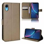 For iPhone XR Diamond Texture Leather Phone Case(Brown)