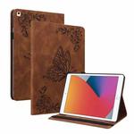Butterfly Flower Embossed Leather Tablet Case For iPad 10.2 2021&2020&2019 / Air 2019(Brown)