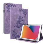 Butterfly Flower Embossed Leather Tablet Case For iPad 10.2 2021&2020&2019 / Air 2019(Purple)