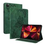 For iPad Pro 11 2022 / 2021 / 2020 / 2018 / Air 2020 10.9 Butterfly Flower Embossed Leather Tablet Case(Green)