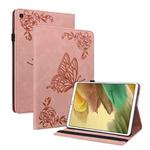 For Samsung Galaxy Tab A7 Lite T220/T225 Butterfly Flower Embossed Leather Tablet Case(Rose Gold)