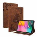 For Samsung Galaxy Tab A 10.1 2019 T510/T515 Butterfly Flower Embossed Leather Tablet Case(Brown)