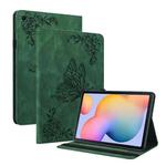 For Samsung Tab S6 Lite SM-P610/SM-P615 Butterfly Flower Embossed Leather Tablet Case(Green)