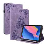 For Samsung Tab A 8.0 2019 T290/T295/T297 Butterfly Flower Embossed Leather Tablet Case(Purple)